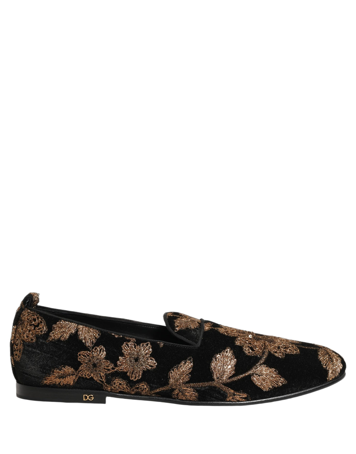Dolce & Gabbana Black Floral Jacquard Dress Loafers for Men