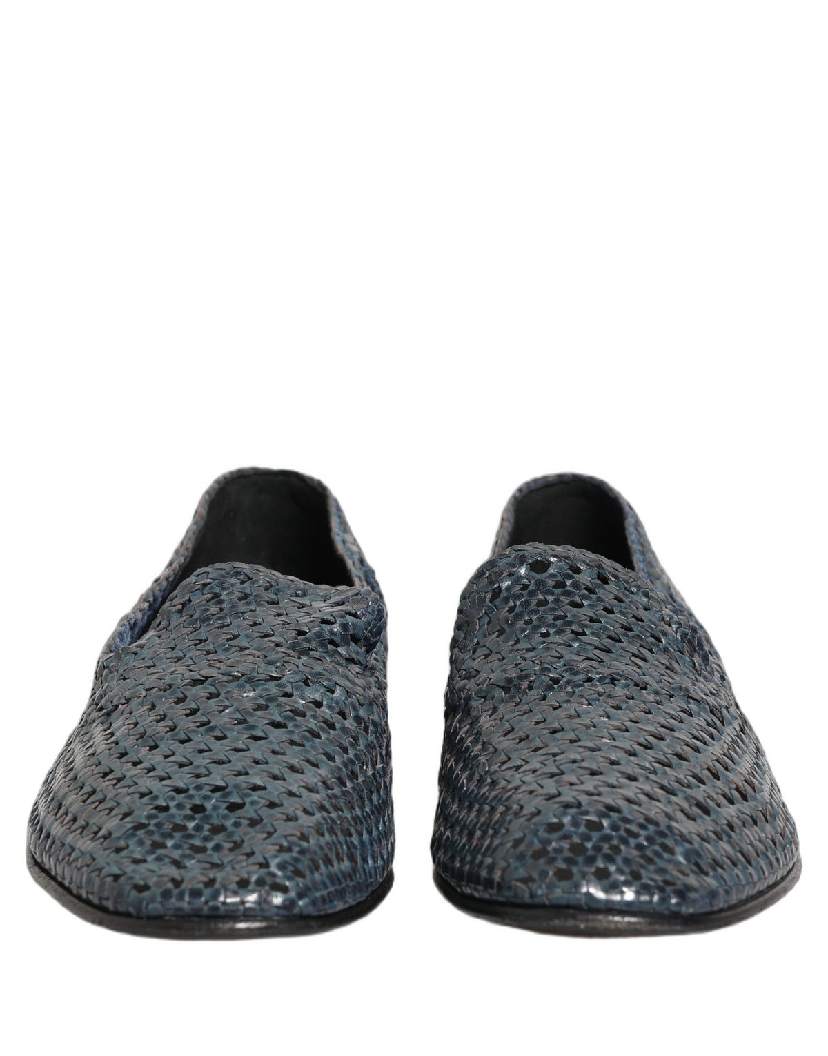 Dolce & Gabbana Blue Woven Raffia Slip-On Loafers for Men