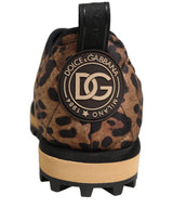 Chaussures Baskets Homme Dolce & Gabbana Matelassées Imprimé Léopard Marron