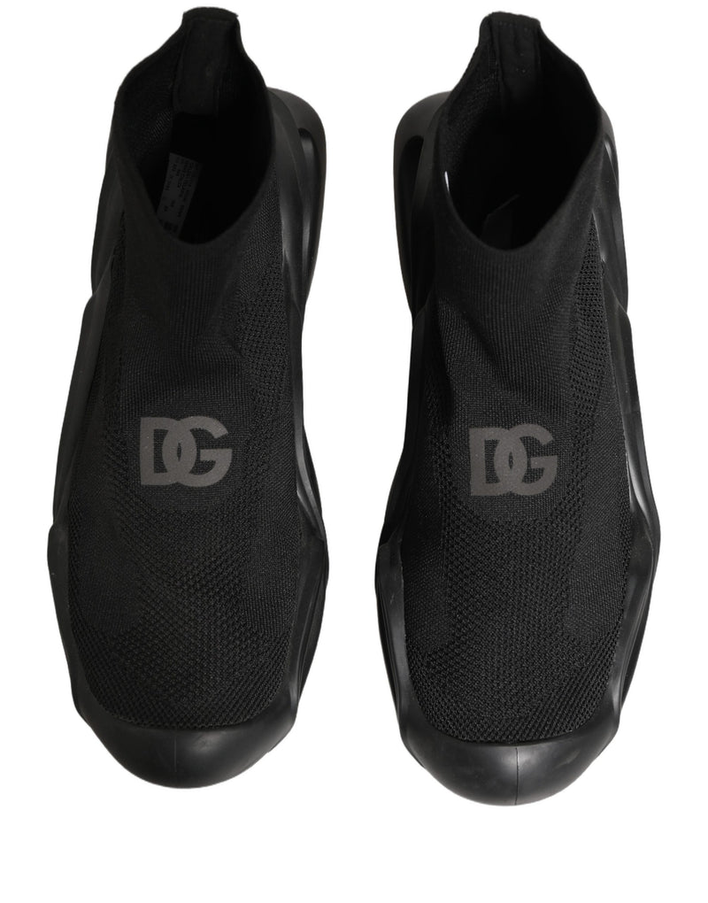 Dolce & Gabbana Black Slip On Wave Socks Men Sneakers Shoes