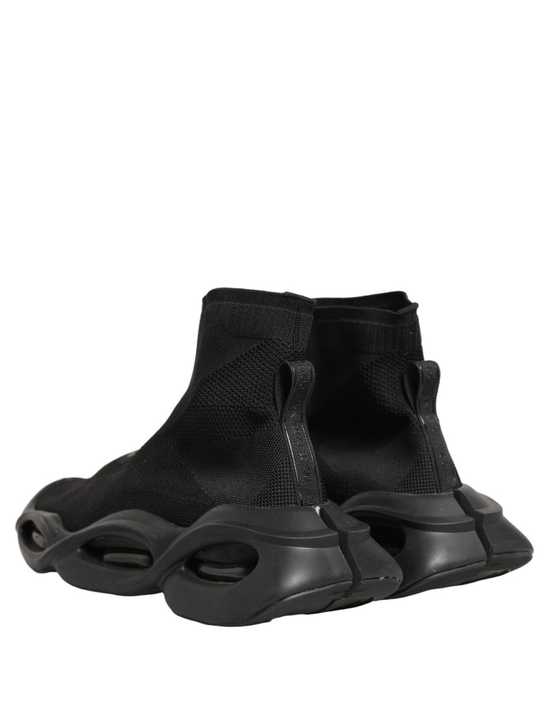 Dolce & Gabbana Black Slip On Wave Socks Men Sneakers Shoes