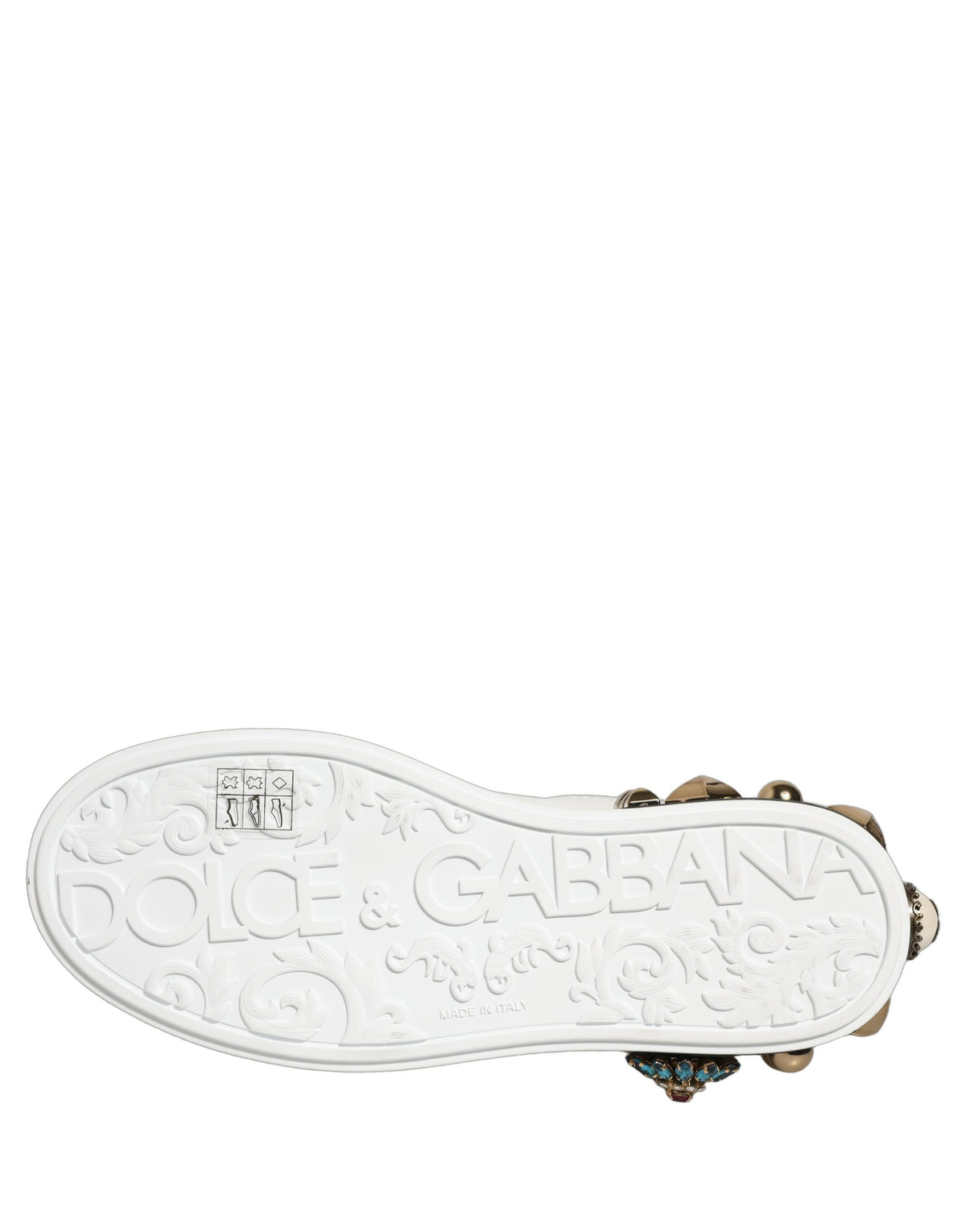 Dolce & Gabbana White Gold Studded Portofino Sneakers