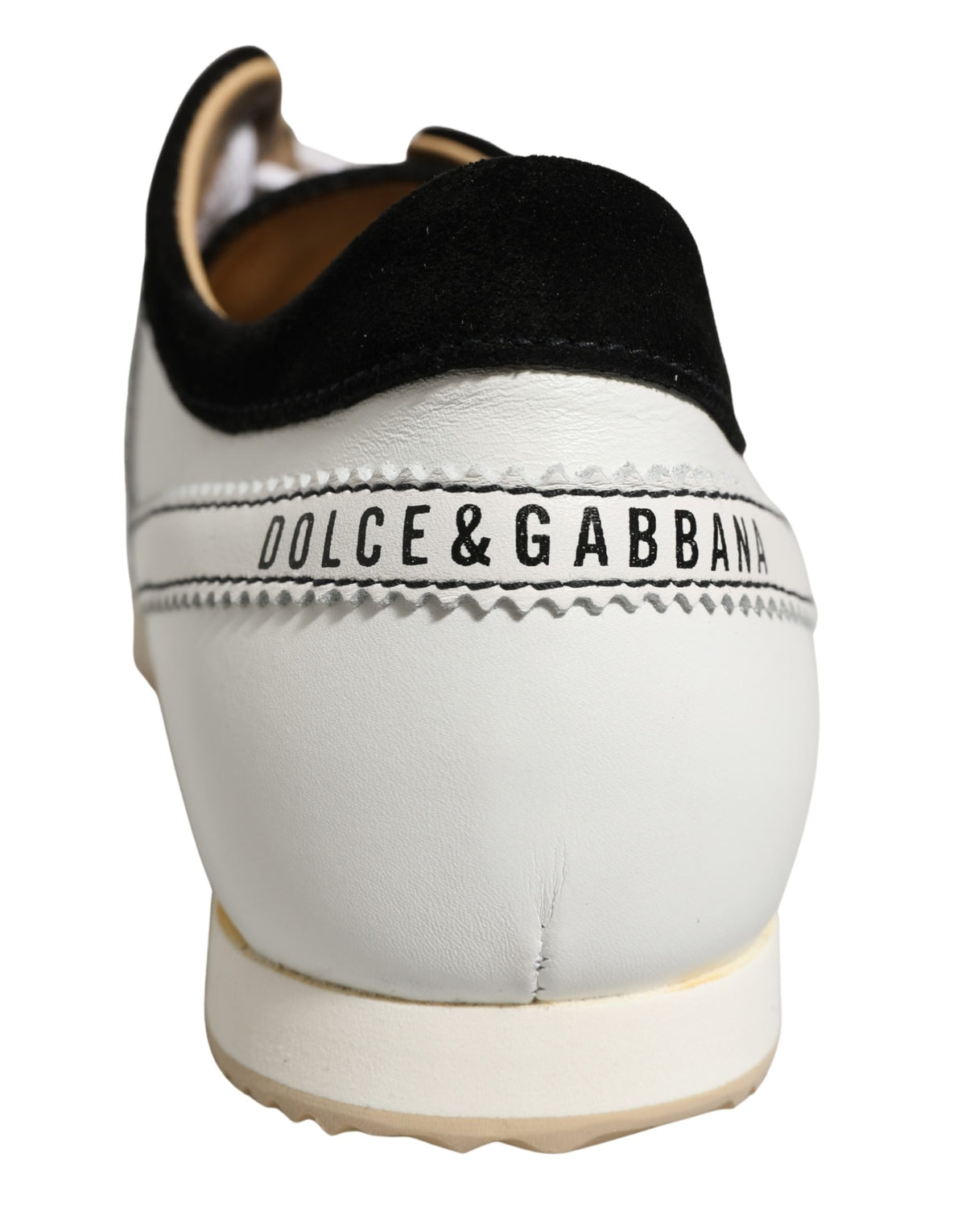 Dolce & Gabbana Black White Leather Suede Low Top Sneakers