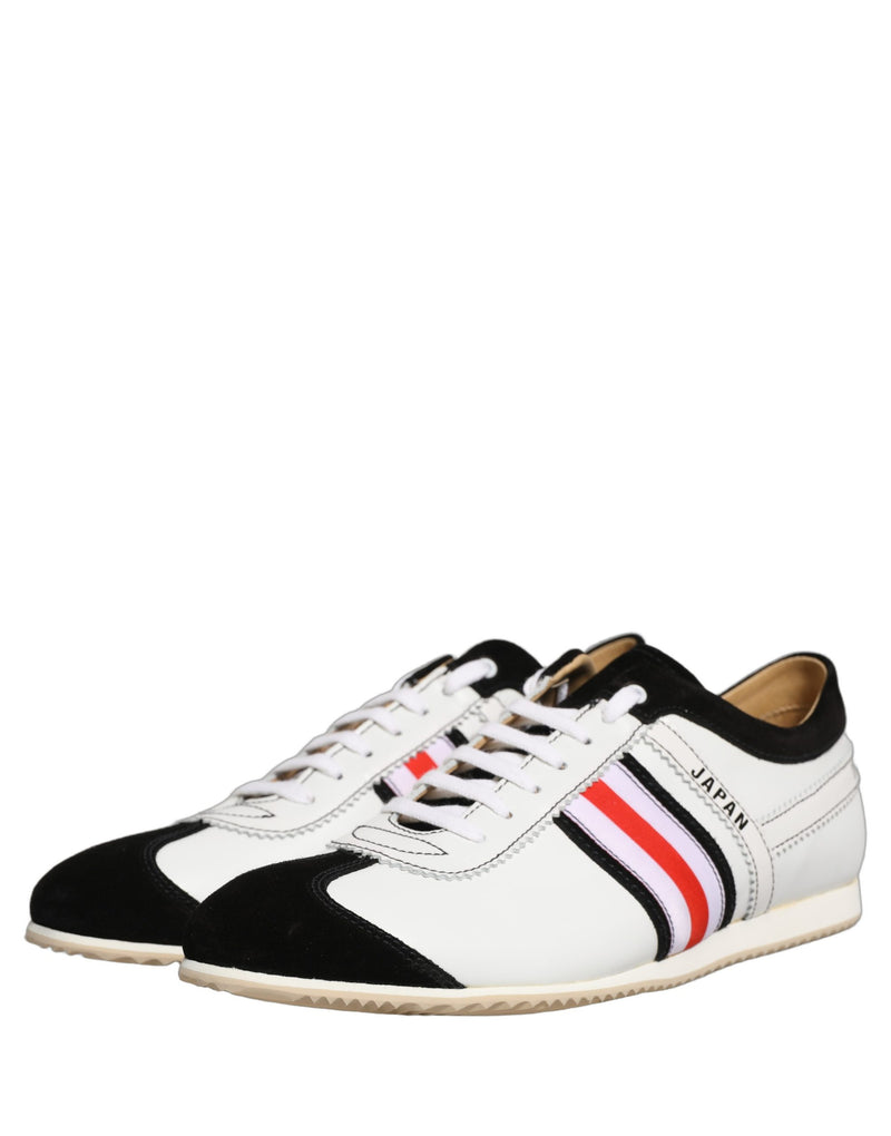 Dolce & Gabbana Black White Leather Suede Low Top Sneakers