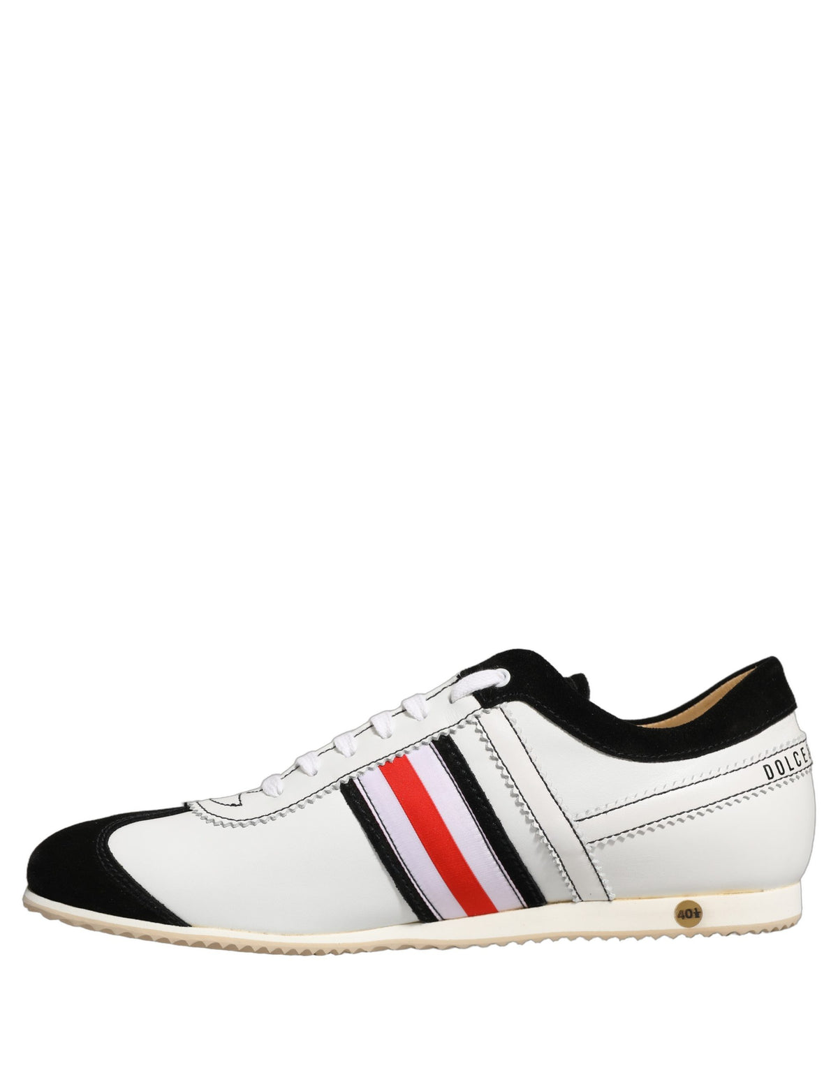Dolce & Gabbana Black White Leather Suede Low Top Sneakers