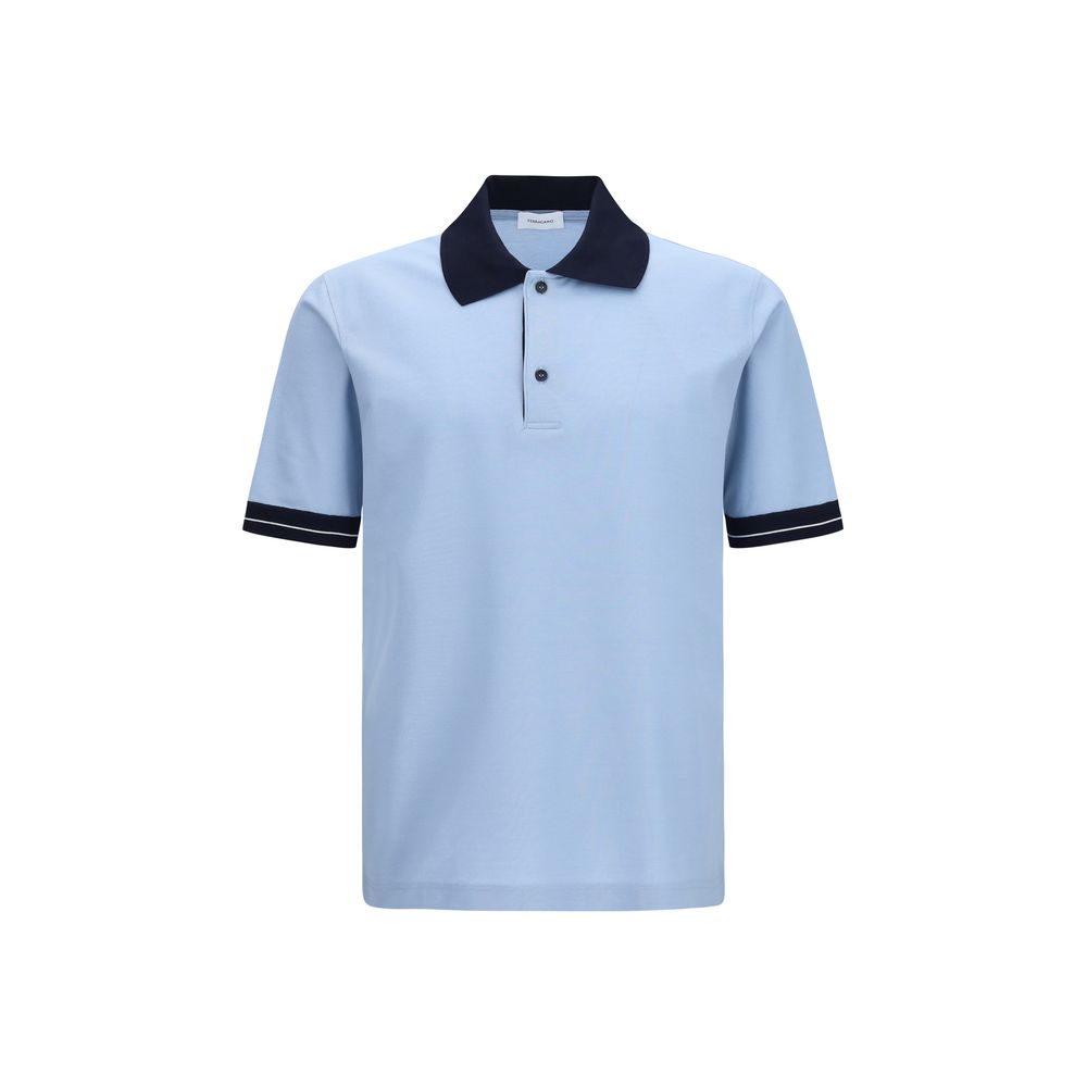Ferragamo Blue Cotton Polo Shirt - Elegant and Sporty Design