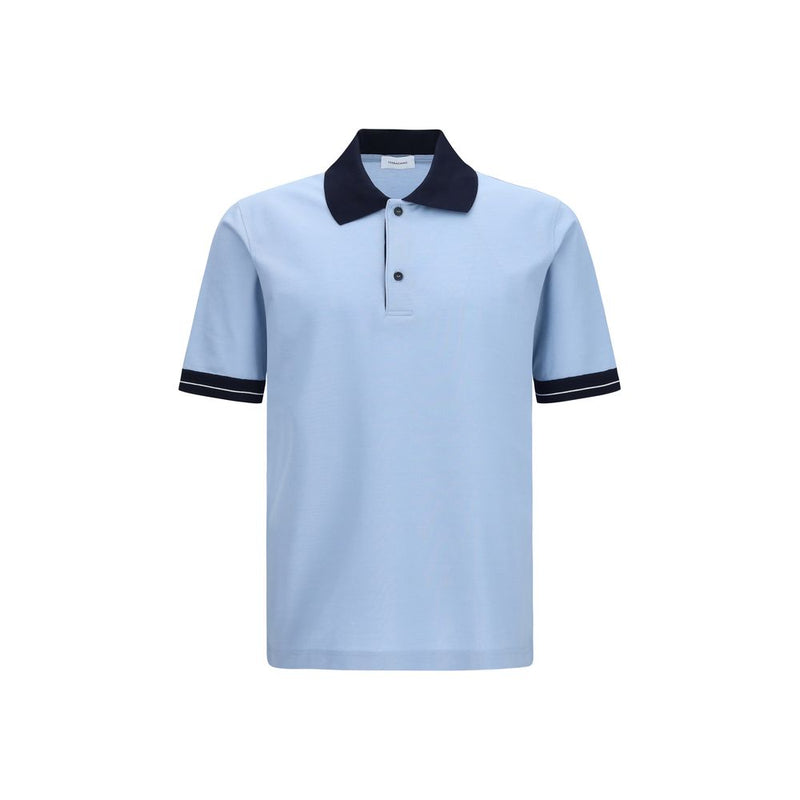 Ferragamo Blue Cotton Polo Shirt - Elegant and Sporty Design