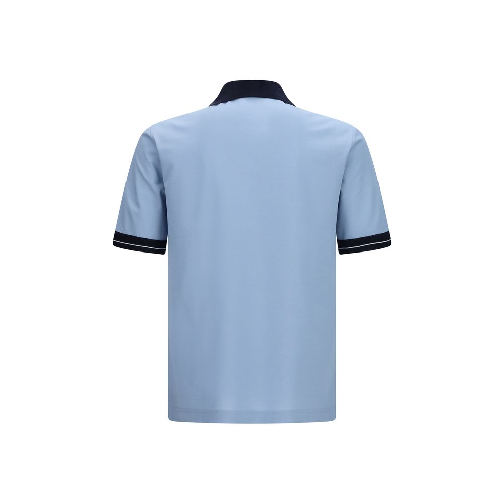 Ferragamo Blue Cotton Polo Shirt - Elegant and Sporty Design