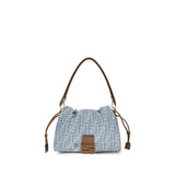 Fendi Mamma Baguette Blue Cotton Shoulder Bag