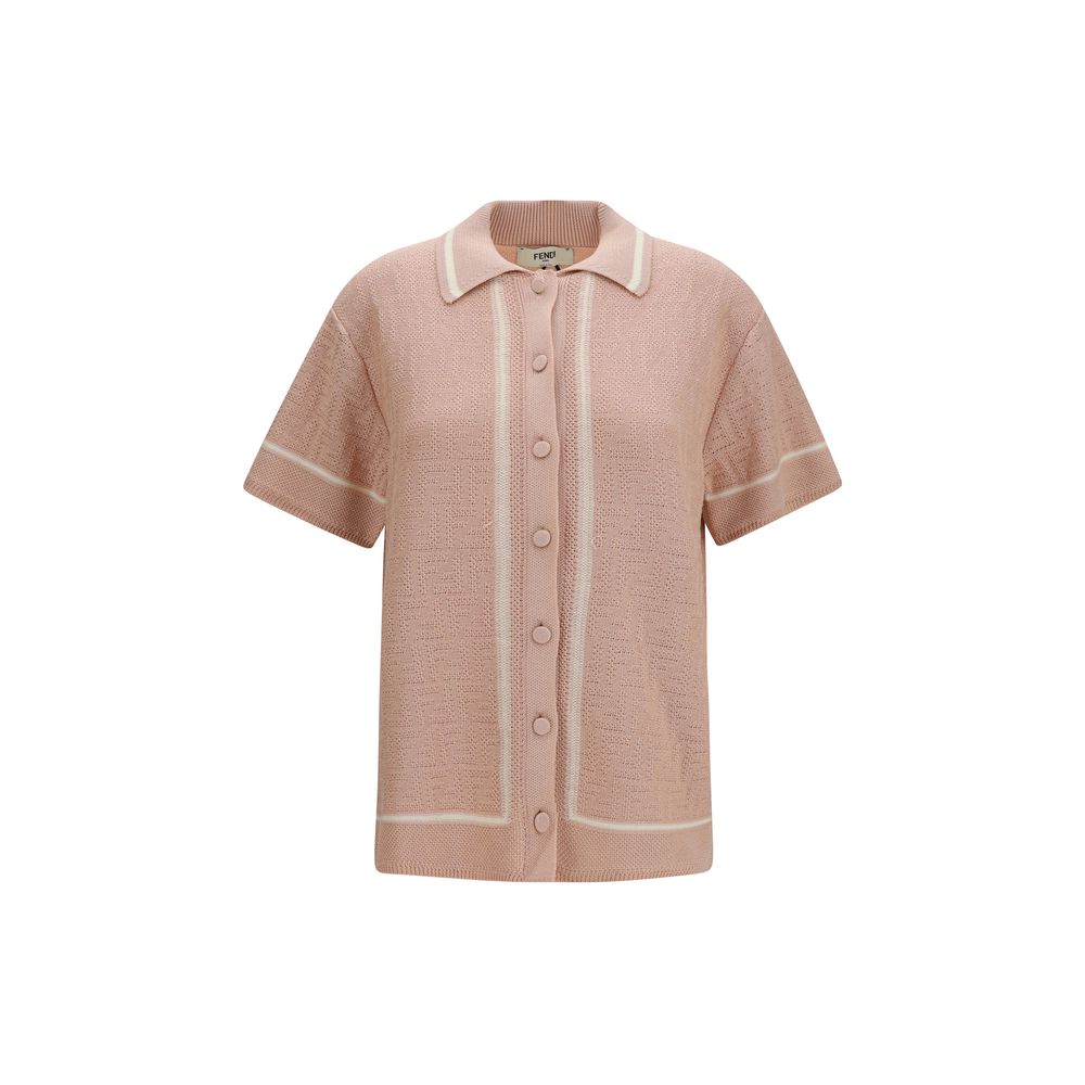 Fendi Multicolor Cotton Blouse - FF All-Over Crochet Shirt