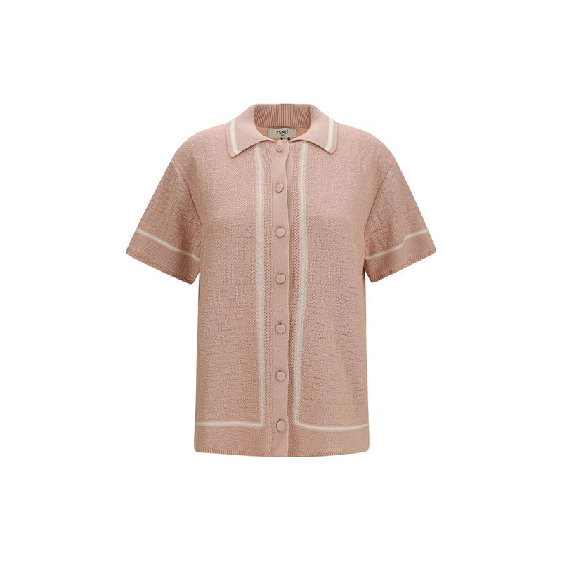 Fendi Multicolor Cotton Blouse - FF All-Over Crochet Shirt