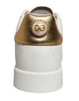 Dolce & Gabbana White Gold Embellished Low Top Sneakers