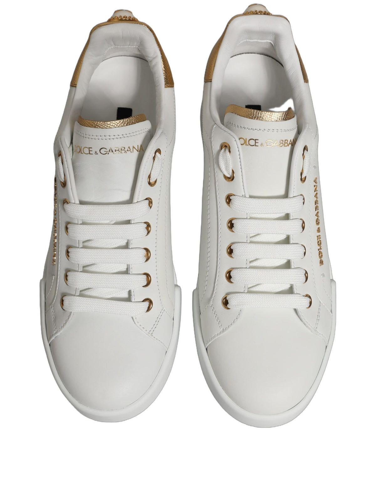 Dolce & Gabbana White Gold Embellished Low Top Sneakers
