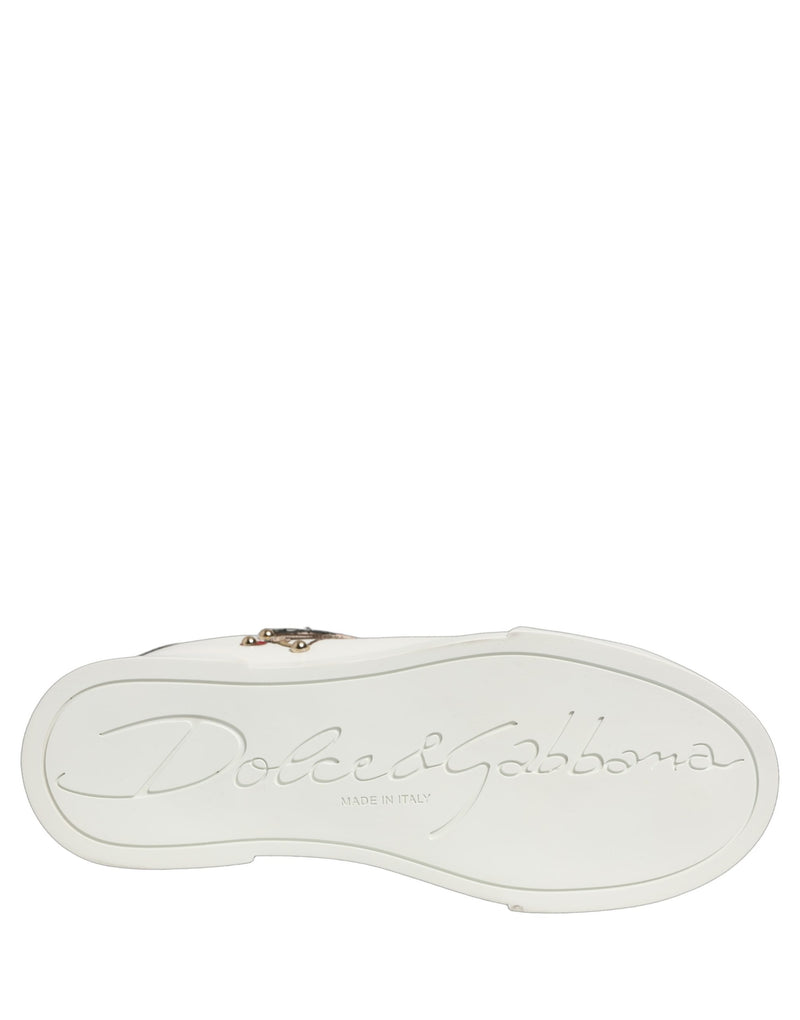 Dolce & Gabbana White Patch Calfskin Nappa Portofino Sneakers