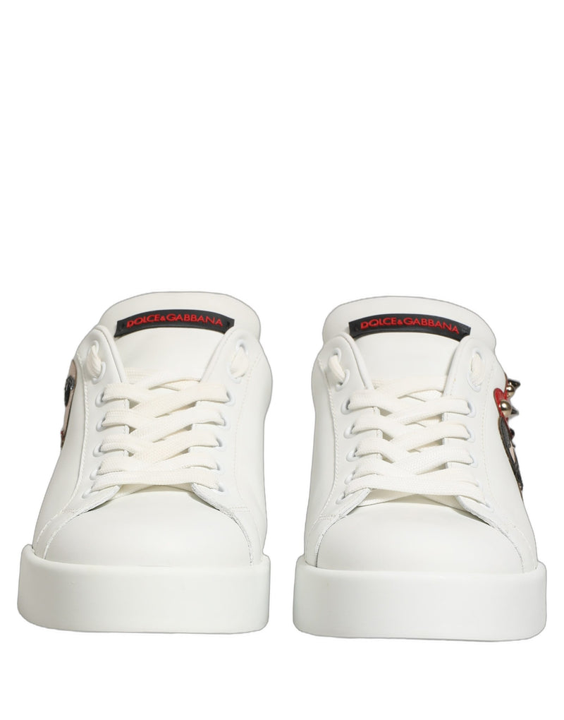 Dolce & Gabbana White Patch Calfskin Nappa Portofino Sneakers