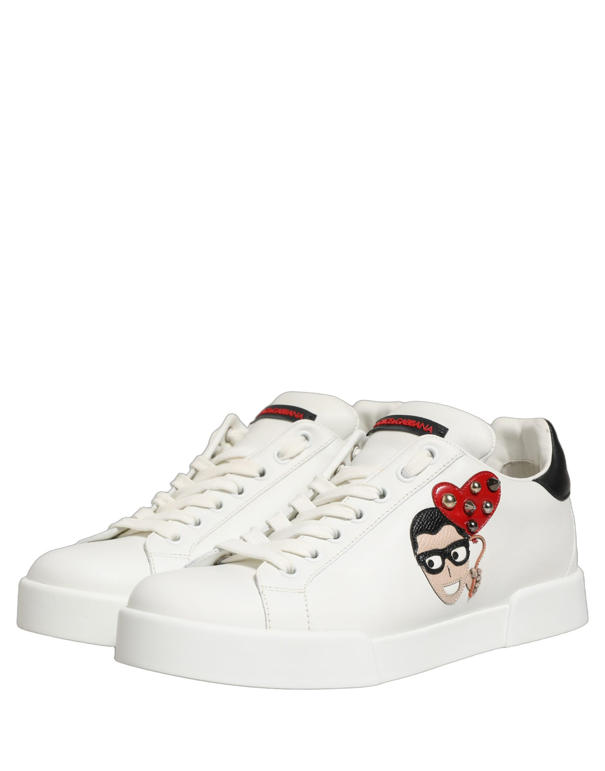 Dolce & Gabbana White Patch Calfskin Nappa Portofino Sneakers