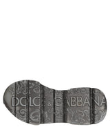 Dolce & Gabbana White Silver Daymaster Leather Low Top Sneakers