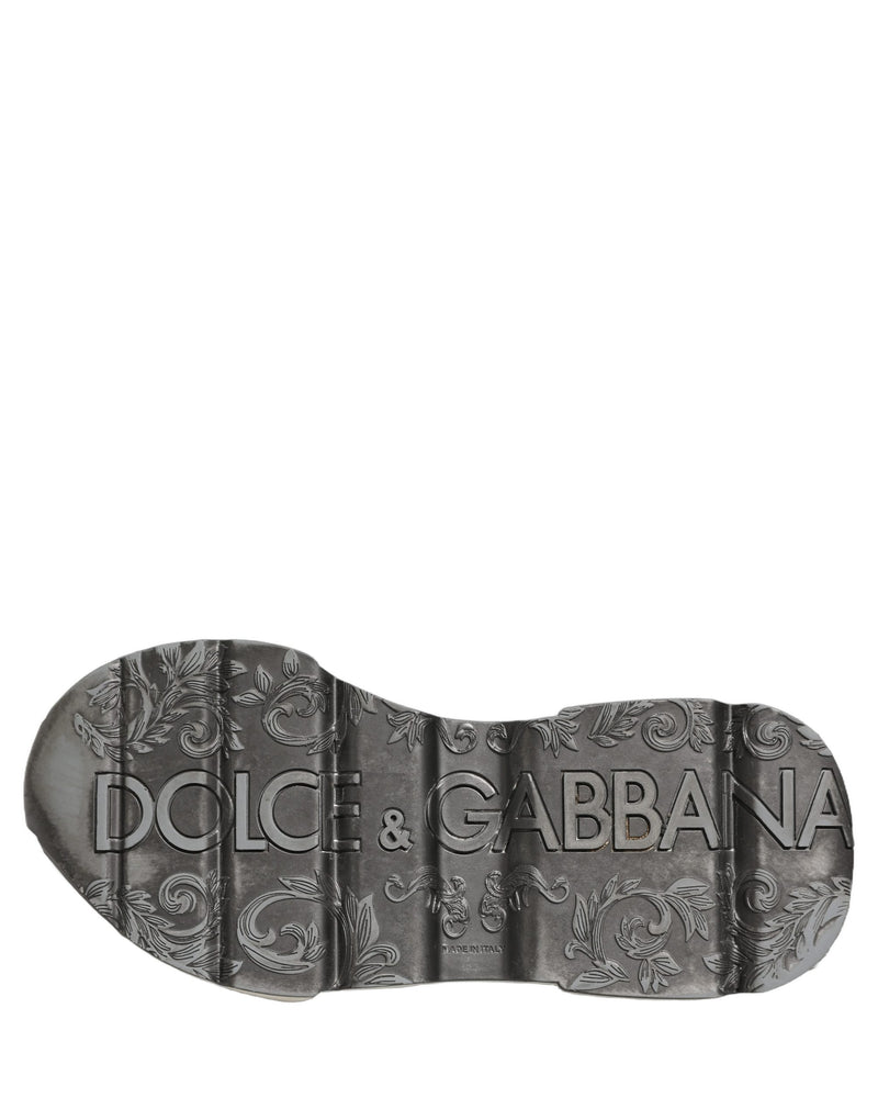 Dolce & Gabbana White Silver Daymaster Leather Low Top Sneakers