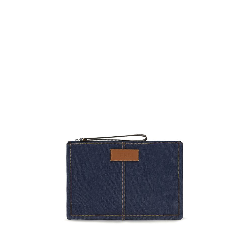 Fendi Blue Cotton Wallet - Stylish Denim Pouch for Men