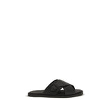 Fendi Black Calf Leather Bos Taurus Flat Sandals