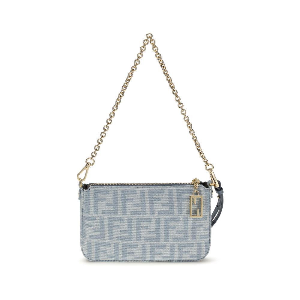 Fendi Blue Cotton Baguette Clutch Wallet