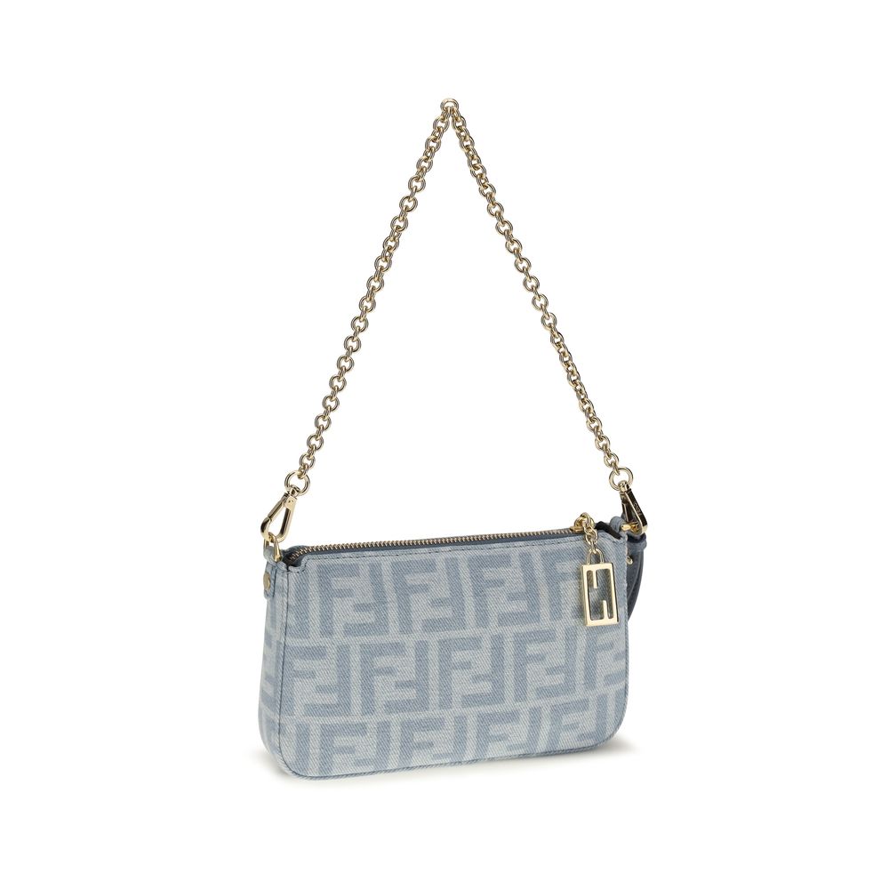Fendi Blue Cotton Baguette Clutch Wallet