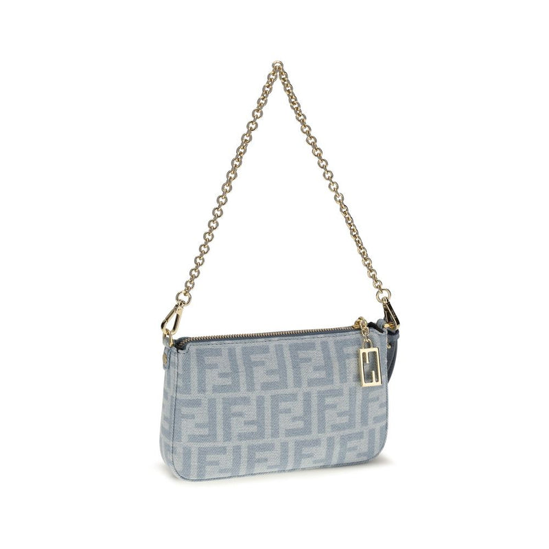 Fendi Blue Cotton Baguette Clutch Wallet