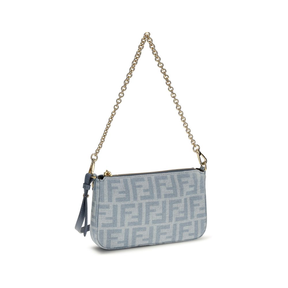 Fendi Blue Cotton Baguette Clutch Wallet
