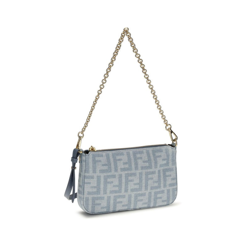 Fendi Blue Cotton Baguette Clutch Wallet