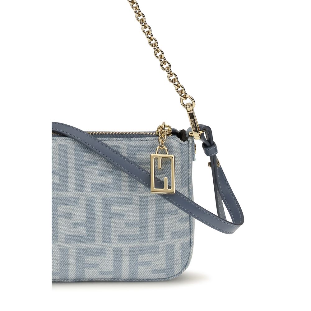 Fendi Blue Cotton Baguette Clutch Wallet