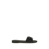 Fendi Black Calf Leather Bos Taurus Flat Sandals