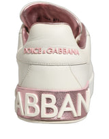 Dolce & Gabbana Low Top Sneakers en Cuir Blanc et Rose