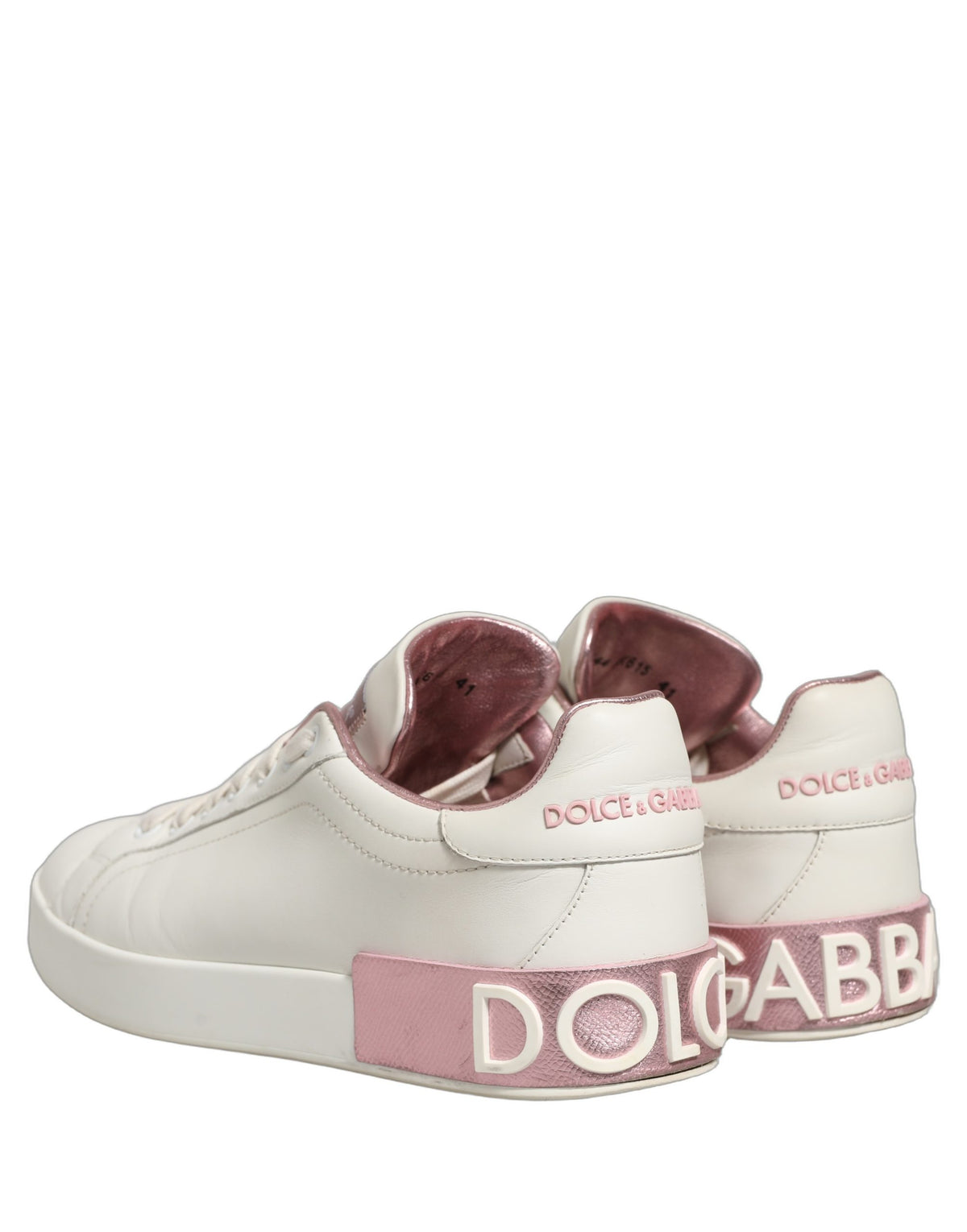 Dolce & Gabbana Low Top Sneakers en Cuir Blanc et Rose