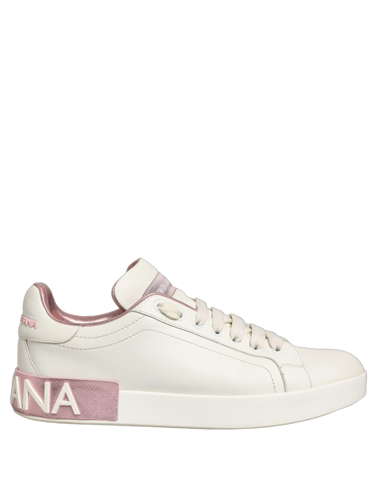 Dolce & Gabbana Low Top Sneakers en Cuir Blanc et Rose