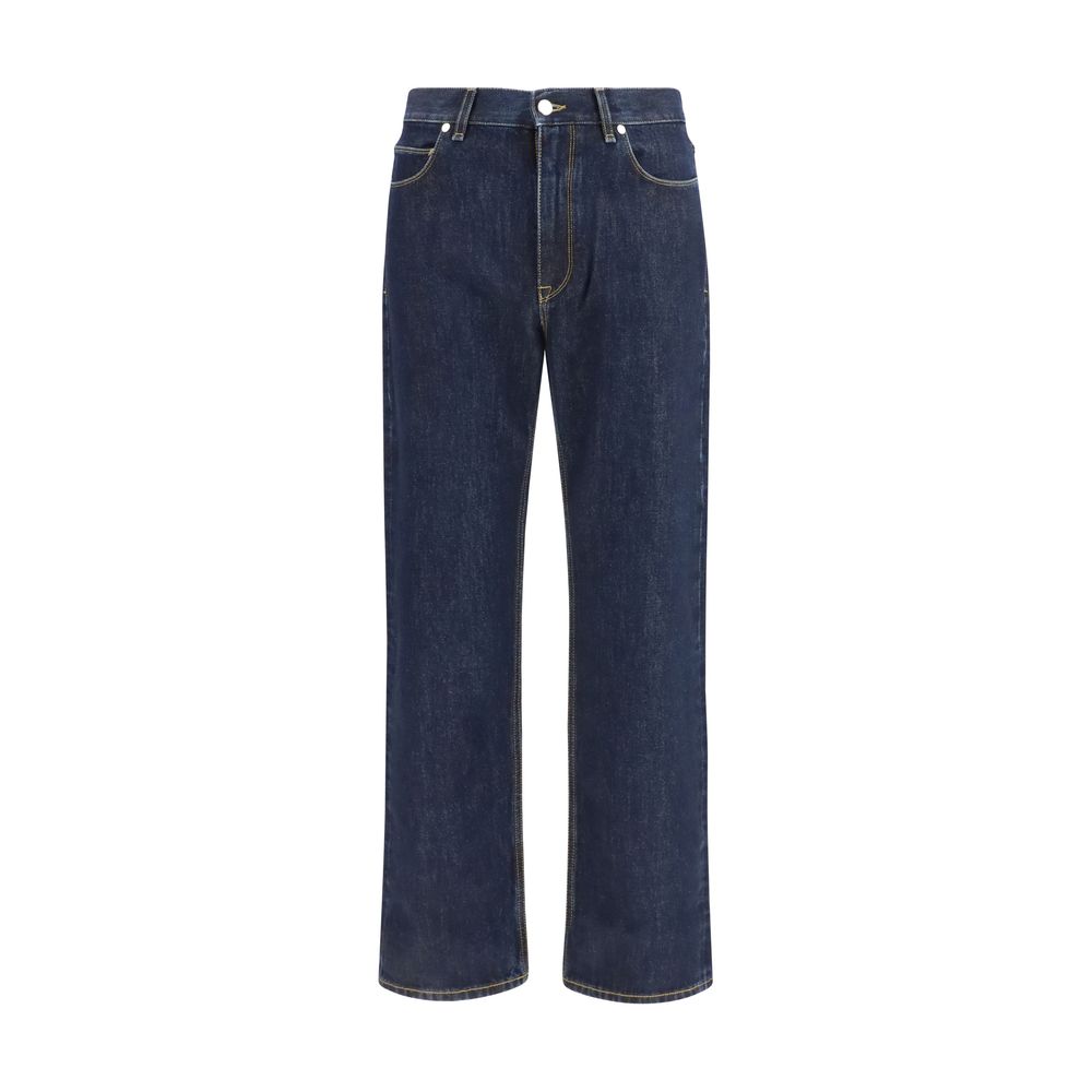 Fendi Blue Cotton Straight-Leg Jeans for Men