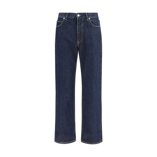 Fendi Blue Cotton Straight-Leg Jeans for Men