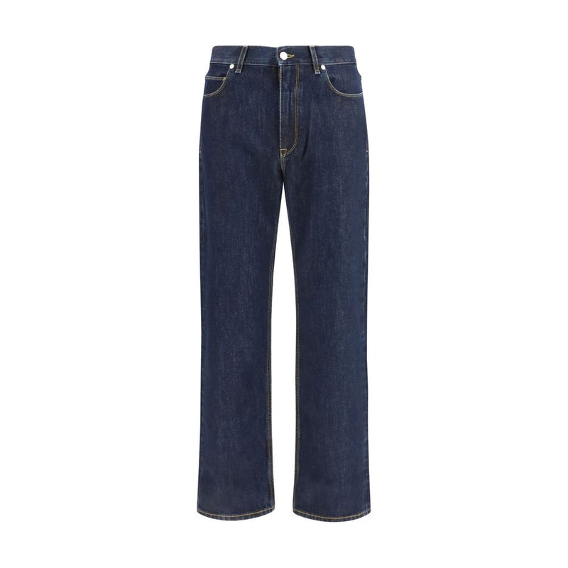 Fendi Blue Cotton Straight-Leg Jeans for Men