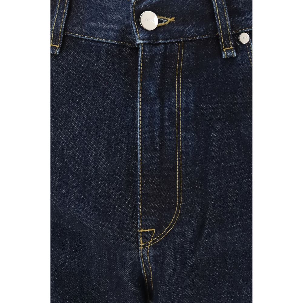 Fendi Blue Cotton Straight-Leg Jeans for Men
