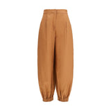 Fendi Brown Linen Casual Pants - Oversized Fit