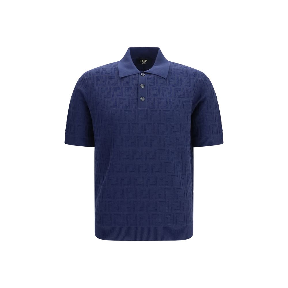 Fendi Blue Cotton Polo Shirt - Timeless Elegance for Men