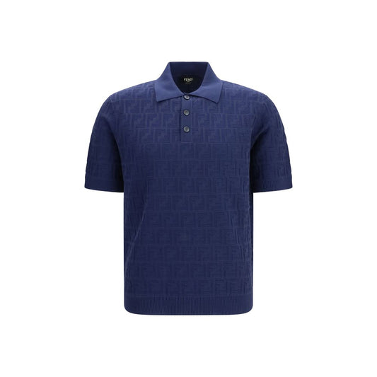 Fendi Blue Cotton Polo Shirt - Timeless Elegance for Men
