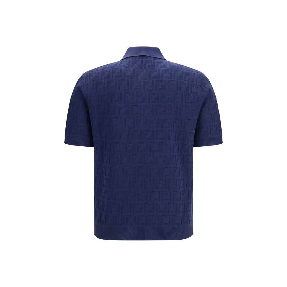 Fendi Blue Cotton Polo Shirt - Timeless Elegance for Men