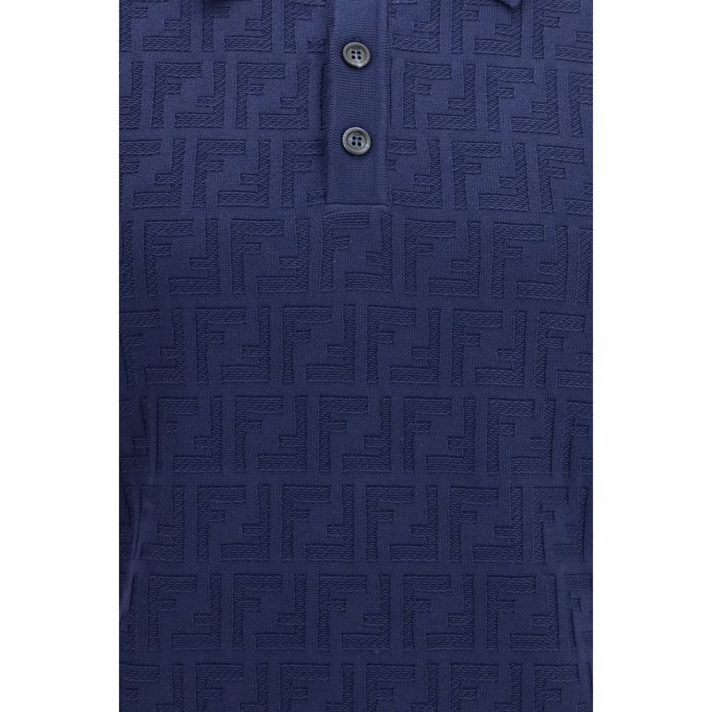 Fendi Blue Cotton Polo Shirt - Timeless Elegance for Men