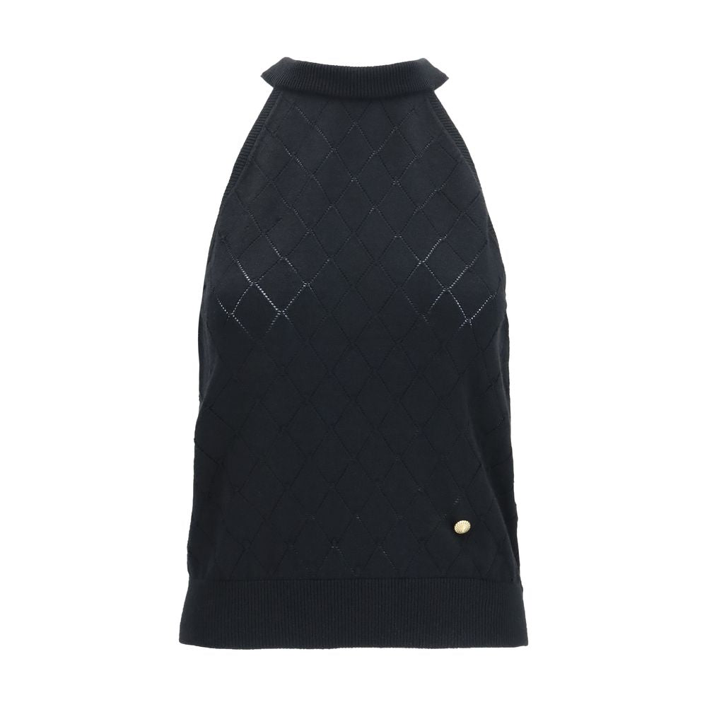 Balmain Black Wool Oves Aries Sleeveless T-Shirt