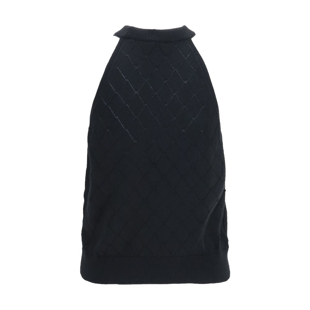 Balmain Black Wool Oves Aries Sleeveless T-Shirt
