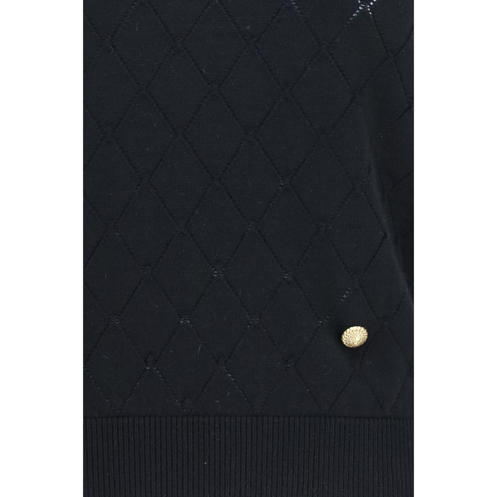 Balmain Black Wool Oves Aries Sleeveless T-Shirt