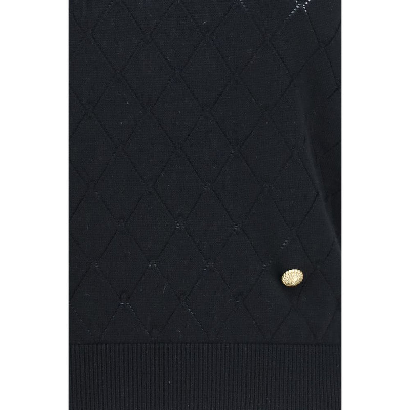 Balmain Black Wool Ovis Aries Sleeveless T-Shirt