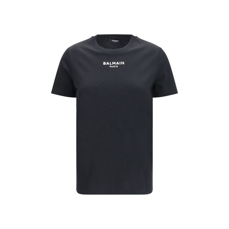 Balmain Black Cotton Logo T-Shirt for Women