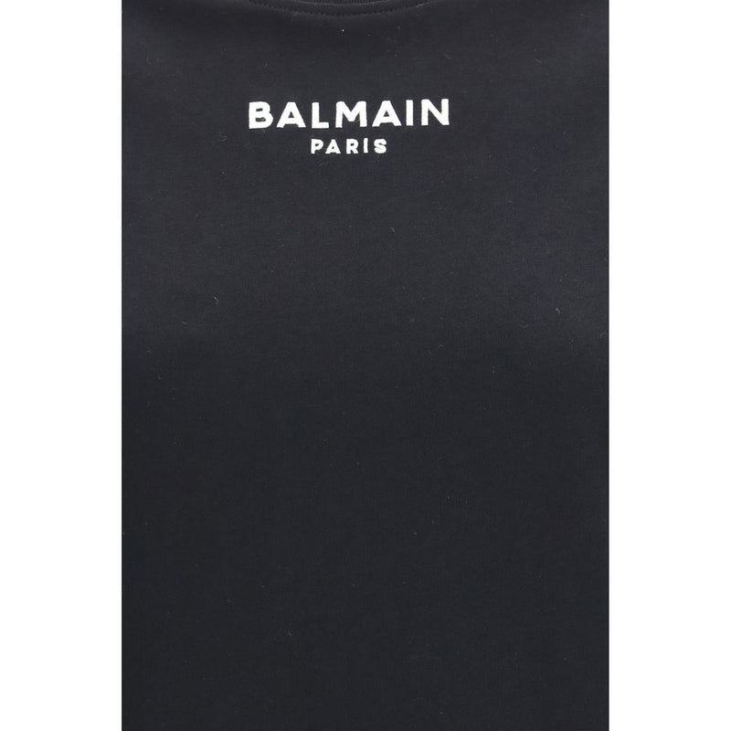Balmain Black Cotton Logo T-Shirt for Women