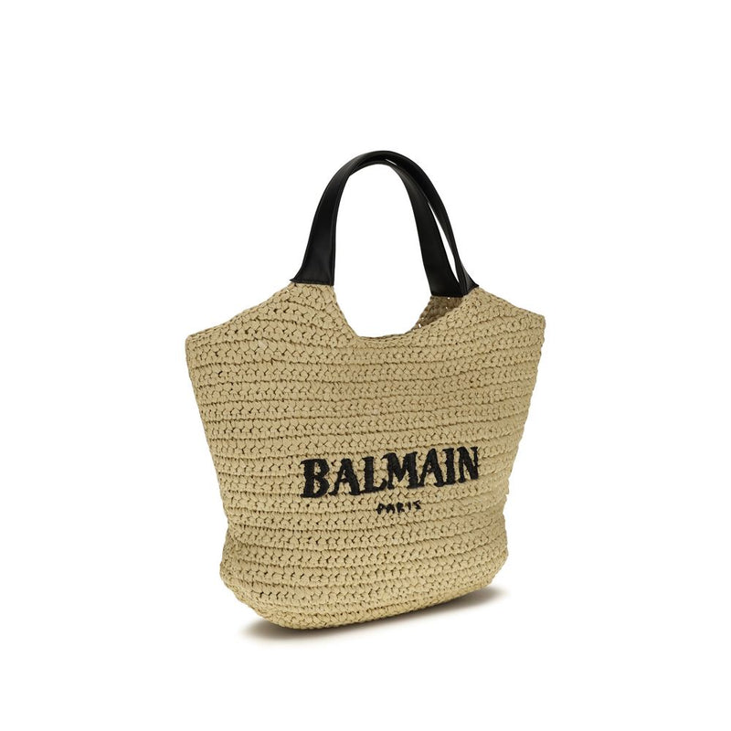 Sac à épaule en viscose beige Balmain